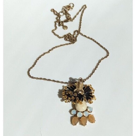 J Crew Vintage Beaded Flower Burst Gold Tone Necklace - Picture 1 of 6